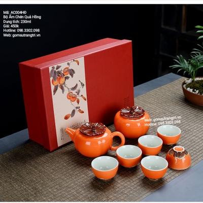 bộ ấm chén quả hồng cao cấp